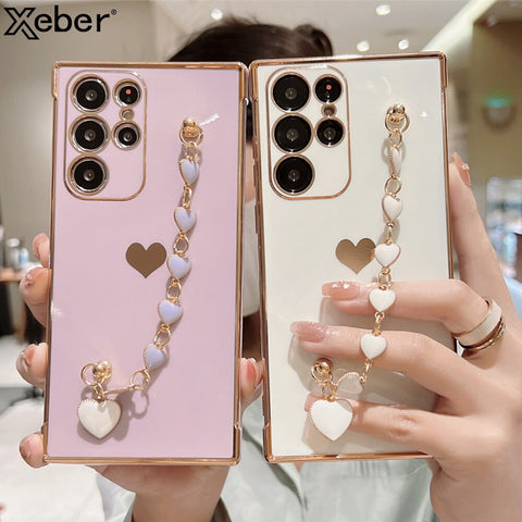 Cute Wrist Bracelet Candy Soft Phone Case For Samsung S22 Series