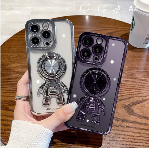 Luxury  Astronaut Bracket Stand Ring Holder Phone Case for IPhone Series