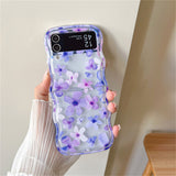 Cute Oil Painting Flower Floral Lattice Wavy Case for Galaxy Z Flip