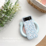 Cute Oil Painting Flower Floral Lattice Wavy Case for Galaxy Z Flip