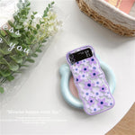 Cute Oil Painting Flower Floral Lattice Wavy Case for Galaxy Z Flip