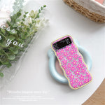 Cute Oil Painting Flower Floral Lattice Wavy Case for Galaxy Z Flip