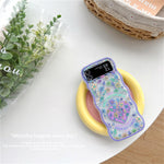 Cute Oil Painting Flower Floral Lattice Wavy Case for Galaxy Z Flip