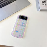 Cute Oil Painting Flower Floral Lattice Wavy Case for Galaxy Z Flip