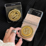 Luxury Gold Coin Glitter Clear Phone Case For Samsung Galaxy Z Flip Series