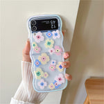 Cute Oil Painting Flower Floral Lattice Wavy Case for Galaxy Z Flip