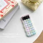 Cute Oil Painting Flower Floral Lattice Wavy Case for Galaxy Z Flip