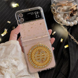 Luxury Gold Coin Glitter Clear Phone Case For Samsung Galaxy Z Flip Series