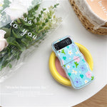 Cute Oil Painting Flower Floral Lattice Wavy Case for Galaxy Z Flip