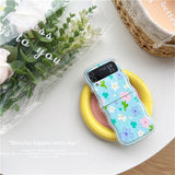 Cute Oil Painting Flower Floral Lattice Wavy Case for Galaxy Z Flip