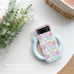 Cute Oil Painting Flower Floral Lattice Wavy Case for Galaxy Z Flip