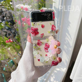 Fashion Rose Flower Cute Bead Chain Phone Case For Samsung Galaxy Z Flip