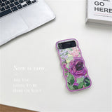 Cute Oil Painting Flower Floral Lattice Wavy Case for Galaxy Z Flip