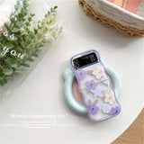 Cute Oil Painting Flower Floral Lattice Wavy Case for Galaxy Z Flip