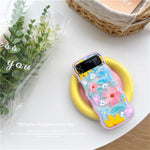 Cute Oil Painting Flower Floral Lattice Wavy Case for Galaxy Z Flip