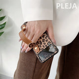 Luxury Leopard Print Wrist Strap Leather Case For Samsung Galaxy Z Flip 4 & 3