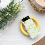 Cute Oil Painting Flower Floral Lattice Wavy Case for Galaxy Z Flip