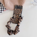 Leopard Print Silk Scarf Hand Strap Phone Case For Samsung Galaxy Z Flip 3 & 4