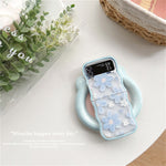 Cute Oil Painting Flower Floral Lattice Wavy Case for Galaxy Z Flip