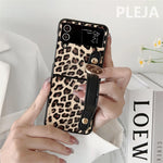 Luxury Leopard Print Wrist Strap Leather Case For Samsung Galaxy Z Flip 4 & 3