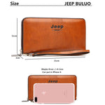 JEEP BULUO Famous Brand Long Wallet Men's Wallets Purse Large Capacity Handbags Clutch Bag For Man pu Leather Fashion JEEPA210