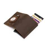 Genuine Leather Wallets For Apple Airtag Case Multi Card Holder Men Wallet Credit Card Holder Vintage Purses With Money Clips