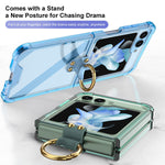 Airbag Protection Phone Case With Ring Holder For Samsung Galaxy Z Flip5 Flip4 Flip3