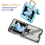 Airbag Protection Phone Case With Ring Holder For Samsung Galaxy Z Flip5 Flip4 Flip3