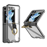 Airbag Protection Phone Case With Ring Holder For Samsung Galaxy Z Flip5 Flip4 Flip3