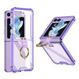 Airbag Protection Phone Case With Ring Holder For Samsung Galaxy Z Flip5 Flip4 Flip3