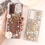 DIY Flower Crown Perfume Bottle Full Bling Crystal Diamond Case Cover For Samsung Galaxy Z Fold 3