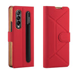 Luxury Texture Leather With Pen Holder Slot Screen Protector Shockproof Folding Cover For Samsung Galaxy Z Fold 4