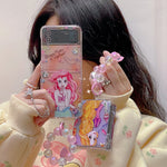 Cartoon Girl Case With Hand Chain For Galaxy Z Flip 3 & 4