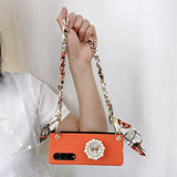 Bow Pearl Holder Scarf Amber Bracelet Chain For Samsung Galaxy Z Fold 3 5G