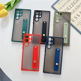 Wrist Strap Stand Clear Matte Case For Samsung S22 Series