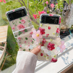 Fashion Rose Flower Cute Bead Chain Phone Case For Samsung Galaxy Z Flip