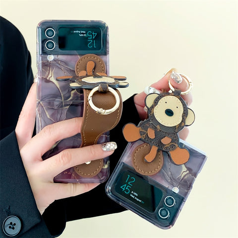 Cute Monkey Wristband Phone Case For Samsung Galaxy Z Flip 4 & 3